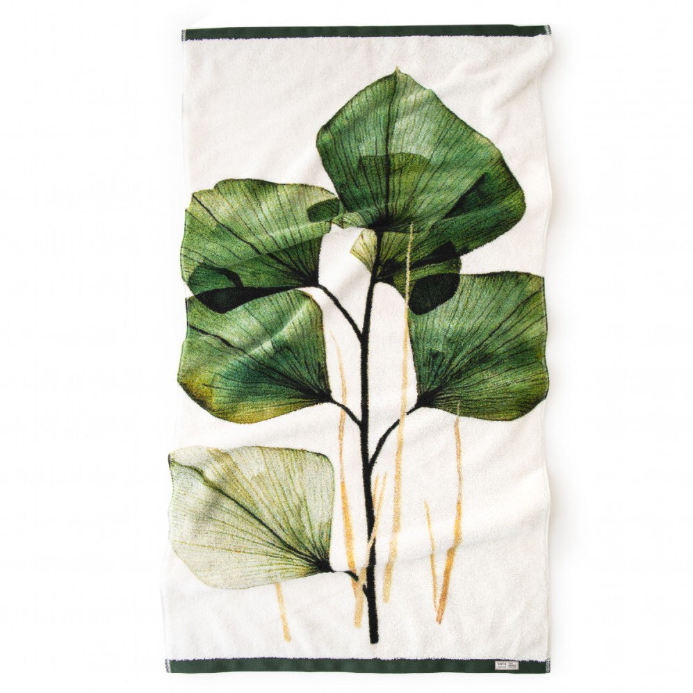 Prosop artistic, FRUNZĂ VERDE, 100% Bumbac Organic, 650g