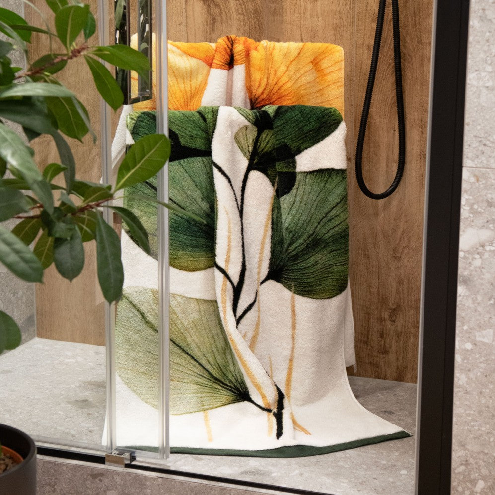 Prosop artistic, FRUNZĂ VERDE, 100% Bumbac Organic, 650g