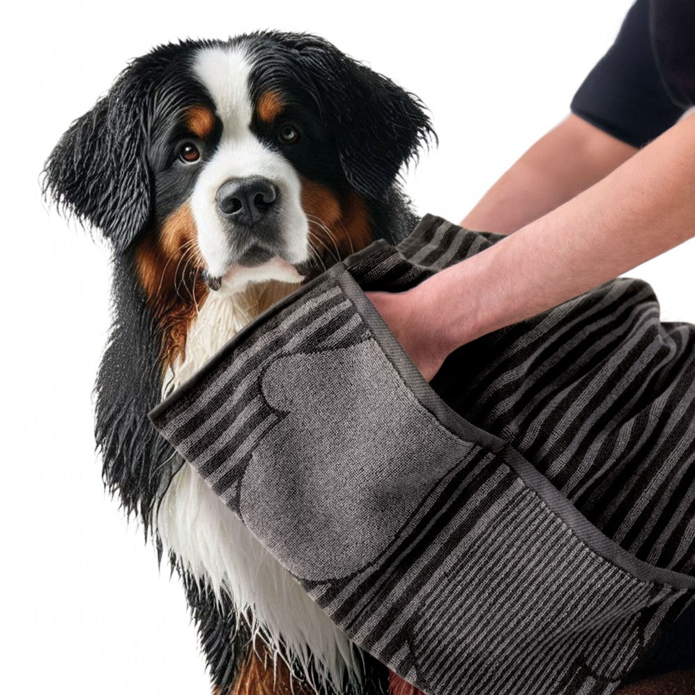 Prosop Happy Doggy Negru 50x100, Bumbac Egiptean, 400g