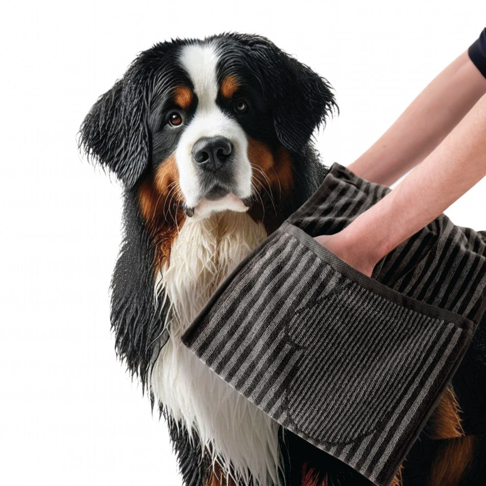 Prosop Happy Doggy Negru 30x80, Bumbac Egiptean, 400g