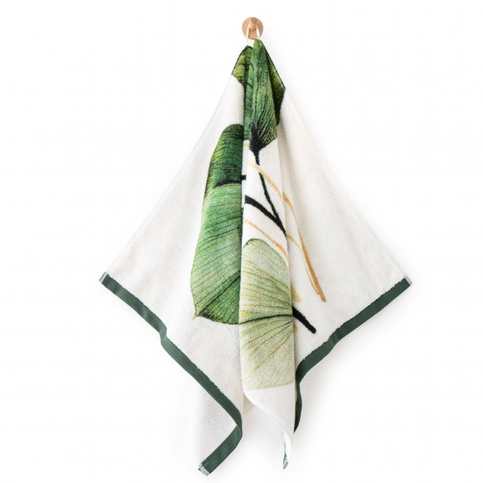 Prosop artistic, FRUNZĂ VERDE, 100% Bumbac Organic, 650g