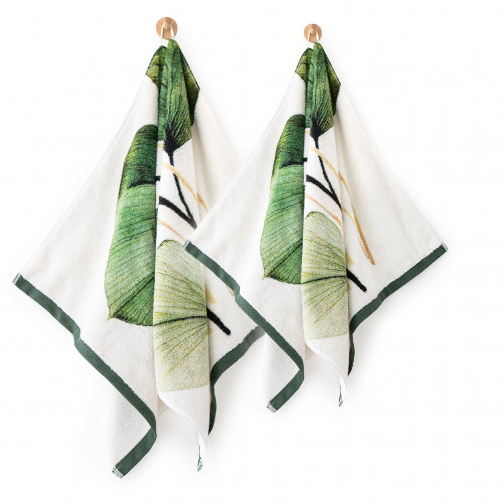 Prosop artistic, FRUNZĂ VERDE, 100% Bumbac Organic, 650g