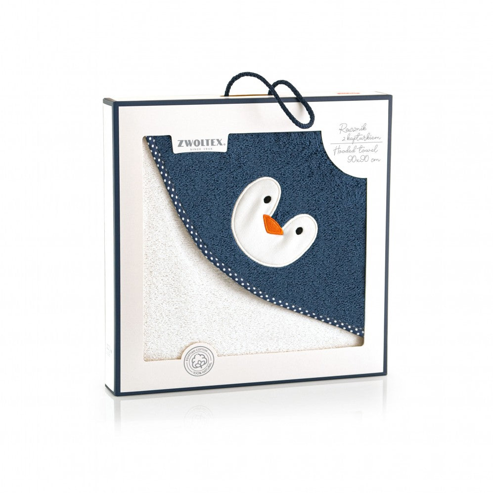 Prosop cu glugă pentru bebeluși, Pinguin, Bumbac Egiptean, 350GSM