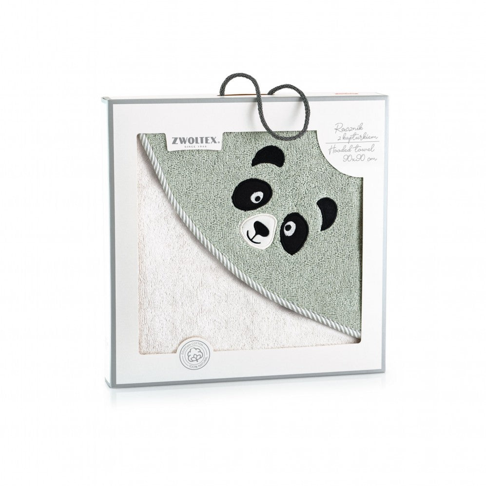 Prosop cu glugă pentru bebeluși, Panda, Bumbac Egiptean, 350GSM