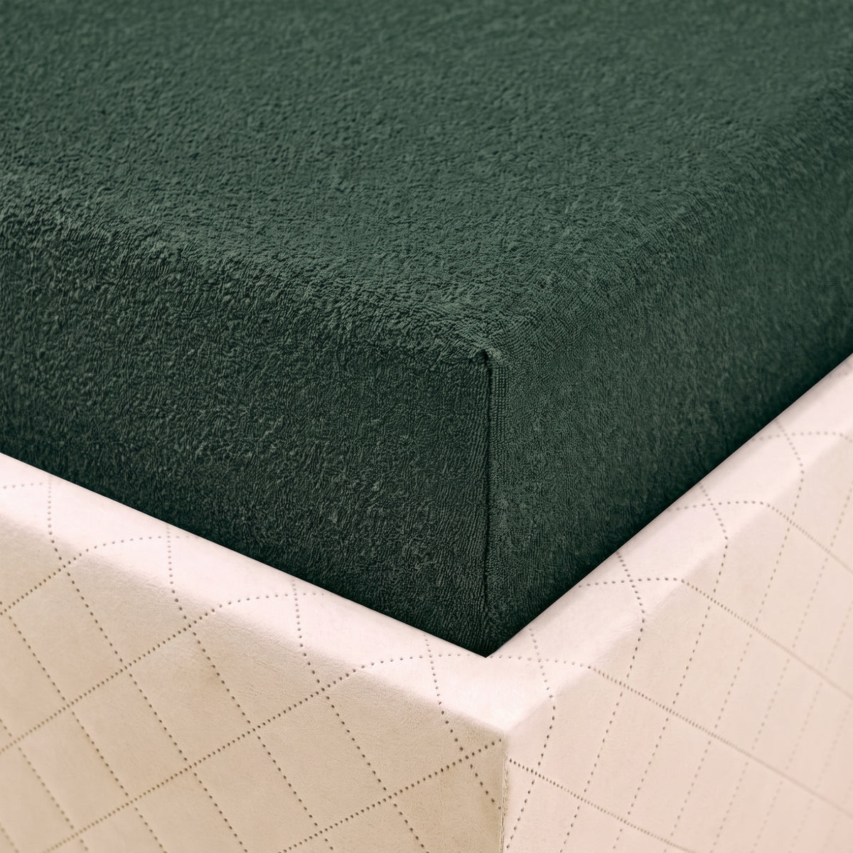 Cearșaf cu elastic TERRY Verde închis 180x200 Cearsaf pat
