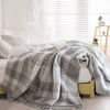 Pătură Carouri Gri din bumbac 150x200 430GSM