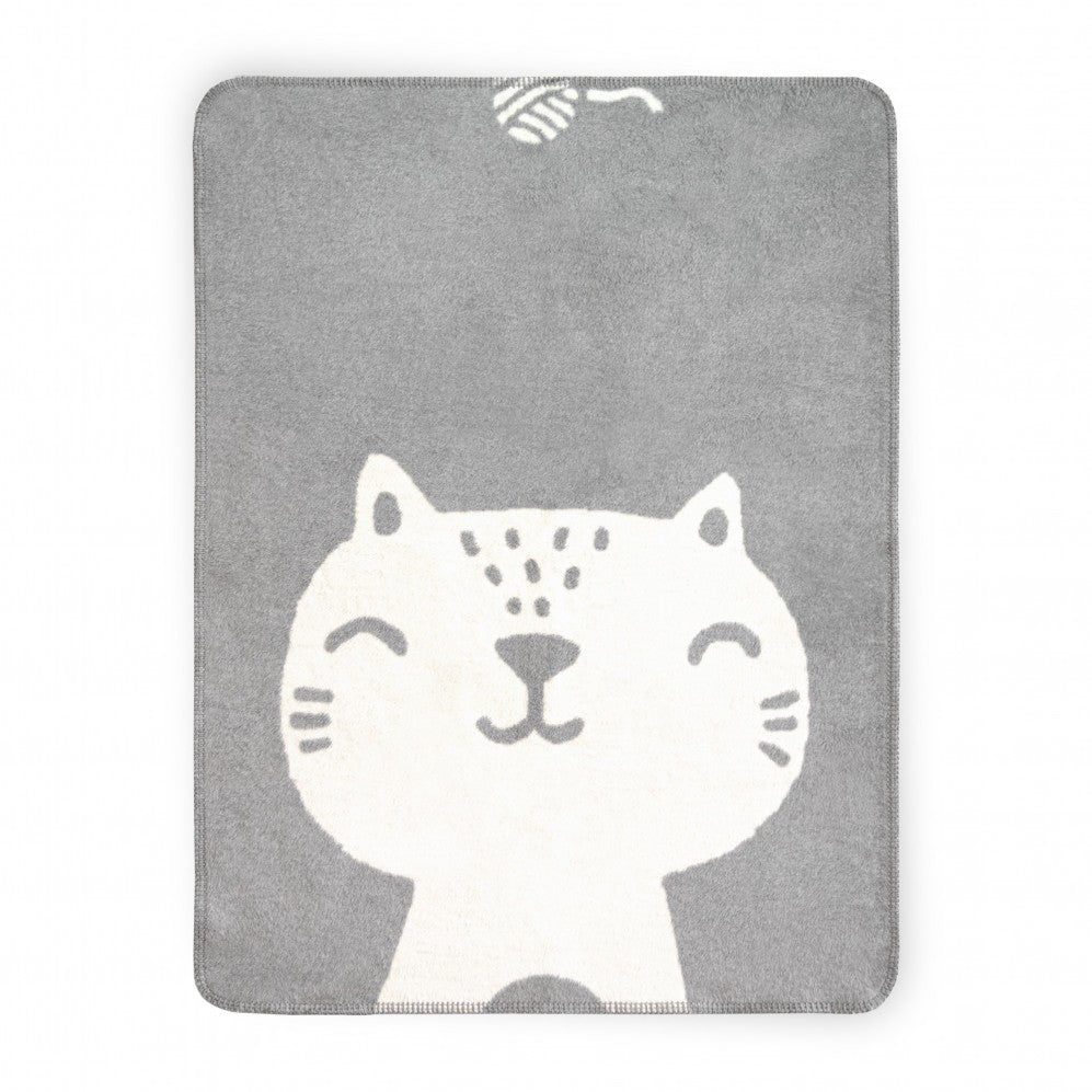 Pătură pentru copii Cat Gri din bumbac 150x200 430GSM 75x100