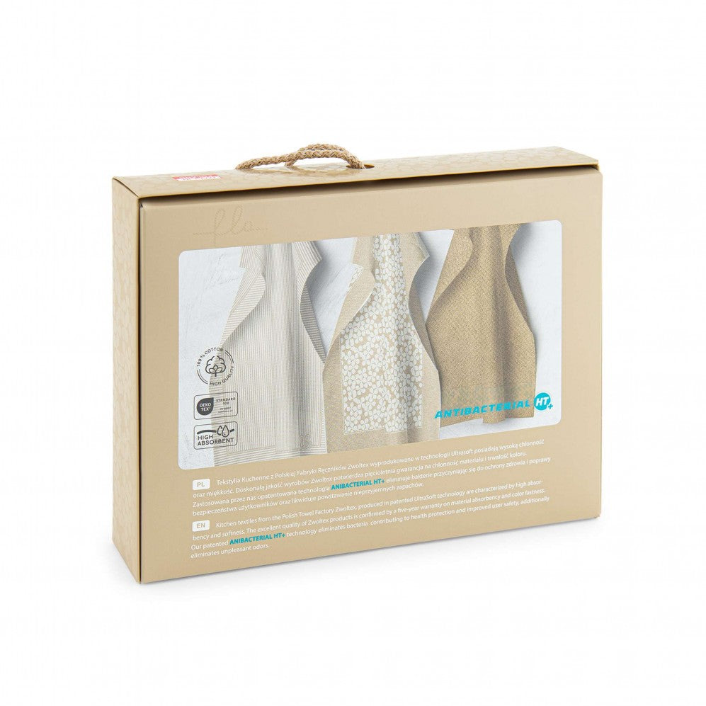 Set de bucătărie Flores HT+ Bej 50x70 200/360g Seturi Cadou