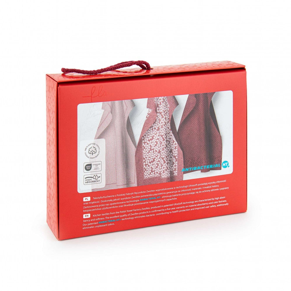 Set de bucătărie Flores HT+ Vișiniu 50x70 200/360g Seturi Cadou