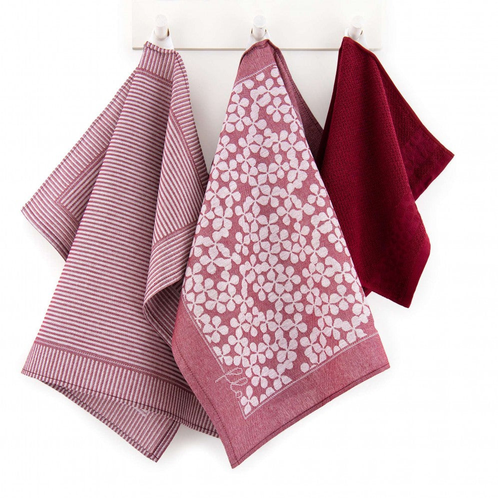 Set de bucătărie Flores HT+ Vișiniu 50x70 200/360g Seturi Cadou