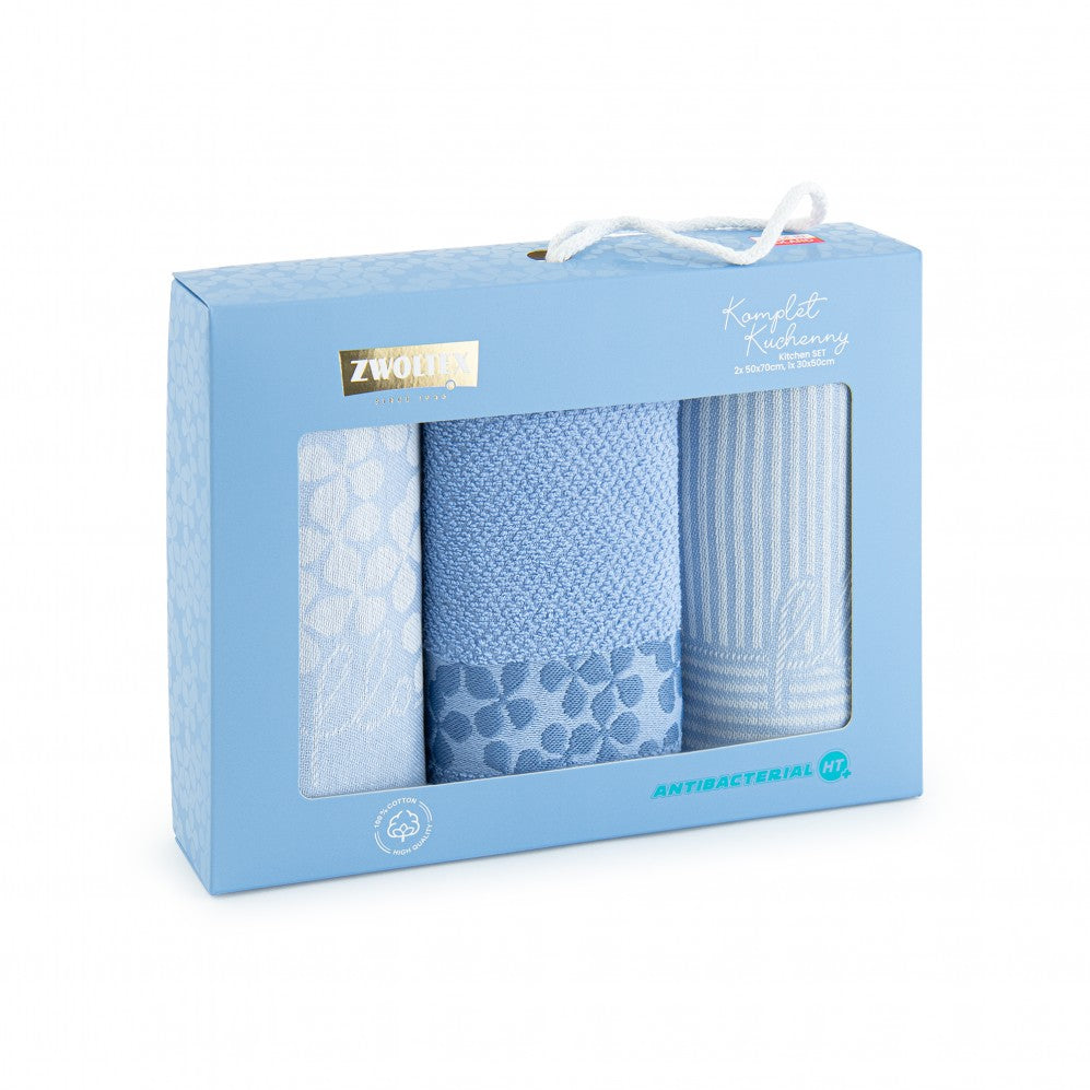 Set de bucătărie Flores HT+ Albastru 50x70 200/360GSM
