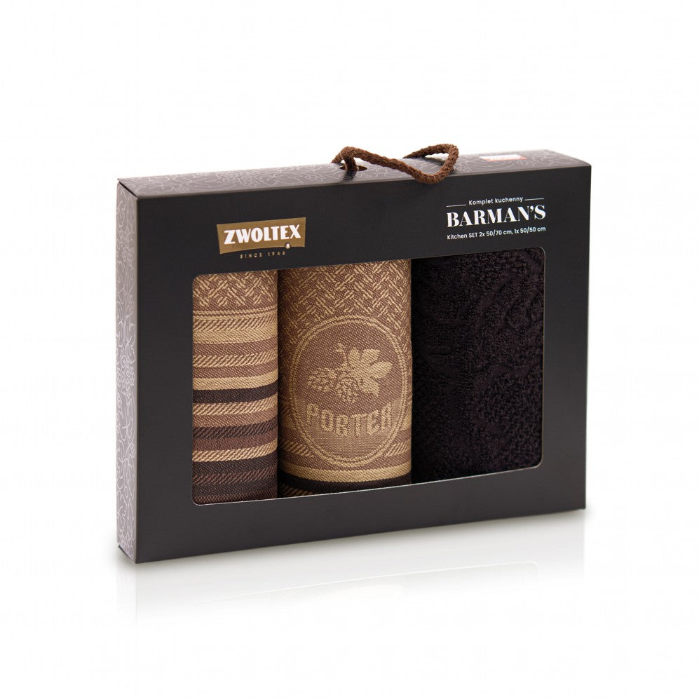 Set de bucătărie PORTER maro închis 50x70 30x50 200/360GSM Seturi Cadou