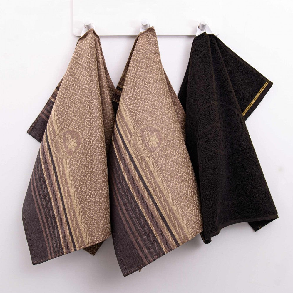 Set de bucătărie PORTER maro închis 50x70 30x50 200/360GSM