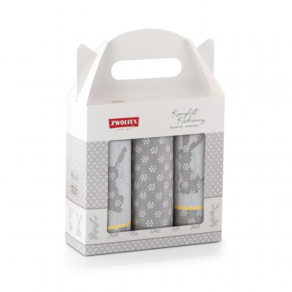 Set de bucătărie Iepuras gri 50x70, 3buc, 200GSM Seturi Cadou
