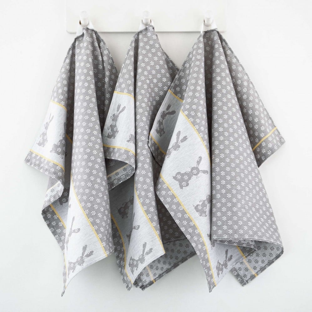 Set de bucătărie Iepuras gri 50x70, 3buc, 200GSM