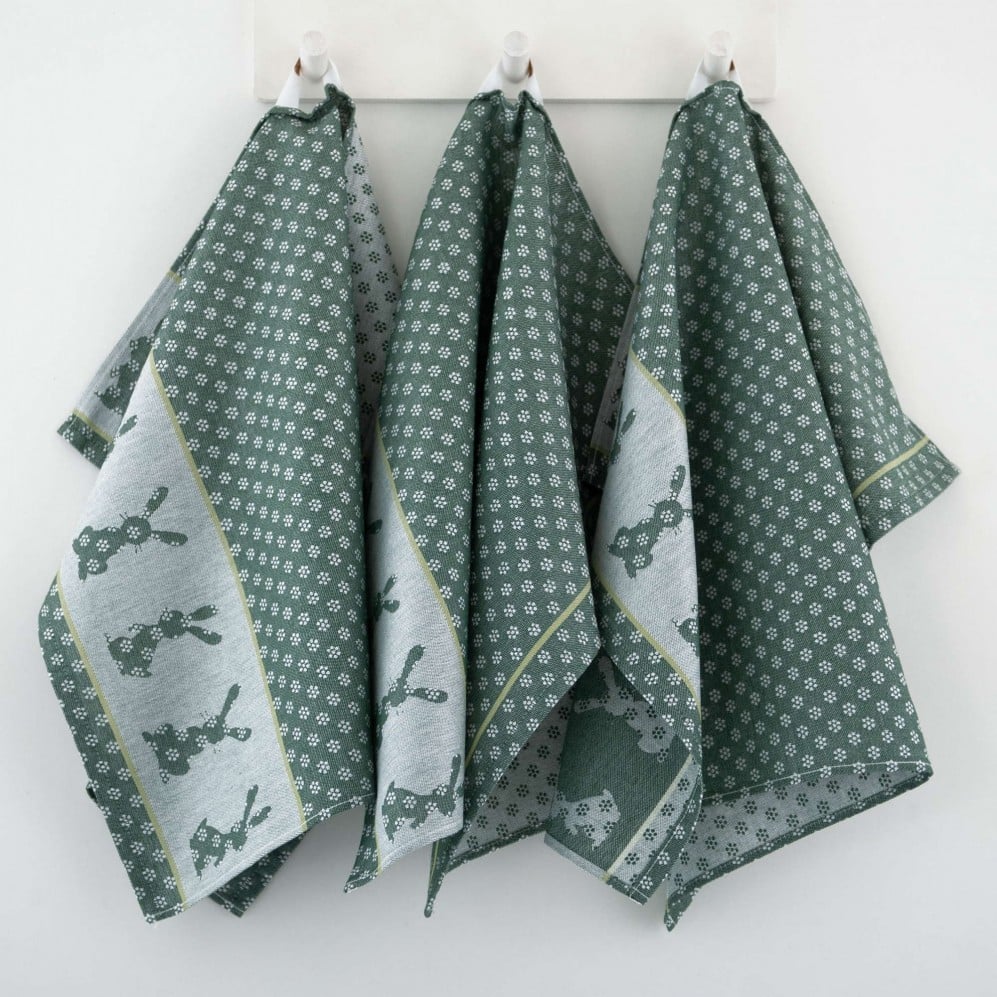 Set de bucătărie Iepuras verde închis 50x70, 3buc, 200GSM