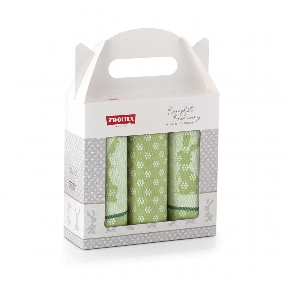 Set de bucătărie Iepuras verde deschis 50x70, 3buc, 200GSM