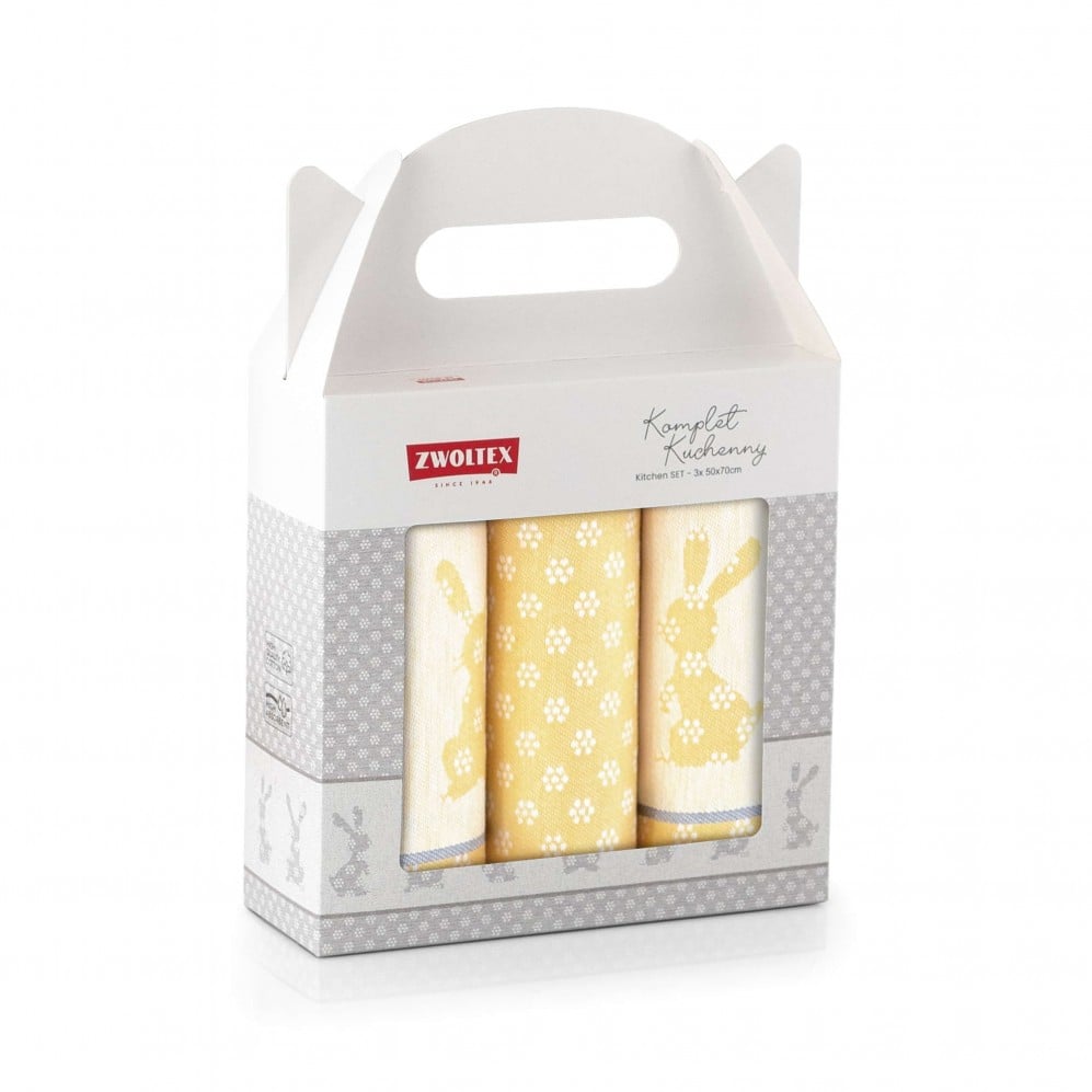 Set de bucătărie Iepuras galben 50x70, 3buc, 200GSM Seturi Cadou