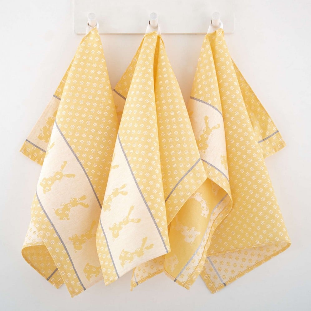 Set de bucătărie Iepuras galben 50x70, 3buc, 200GSM
