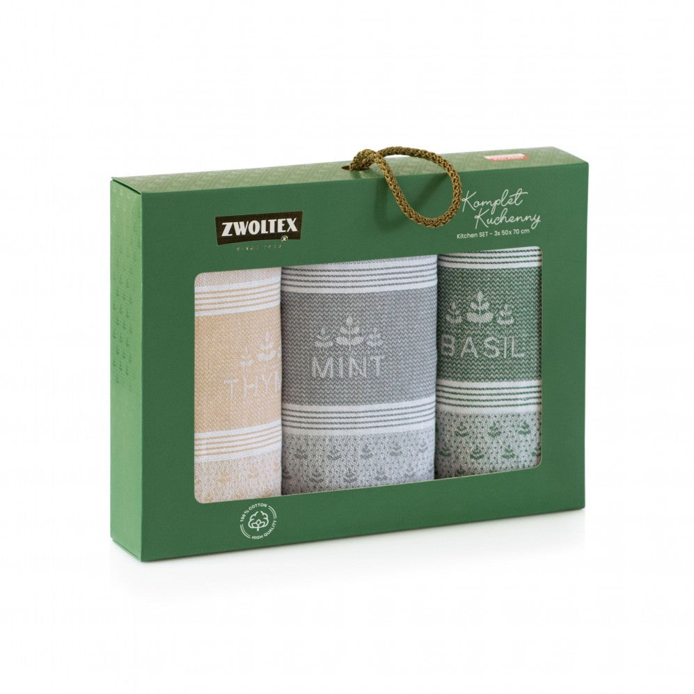 Set de bucătărie Herbs verde 50x70 200GSM