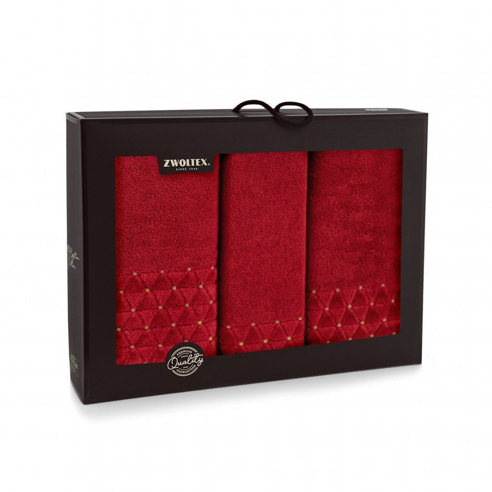 Set prosoape OSCAR AB roșu 30x50 50x100 70x140 500GSM
