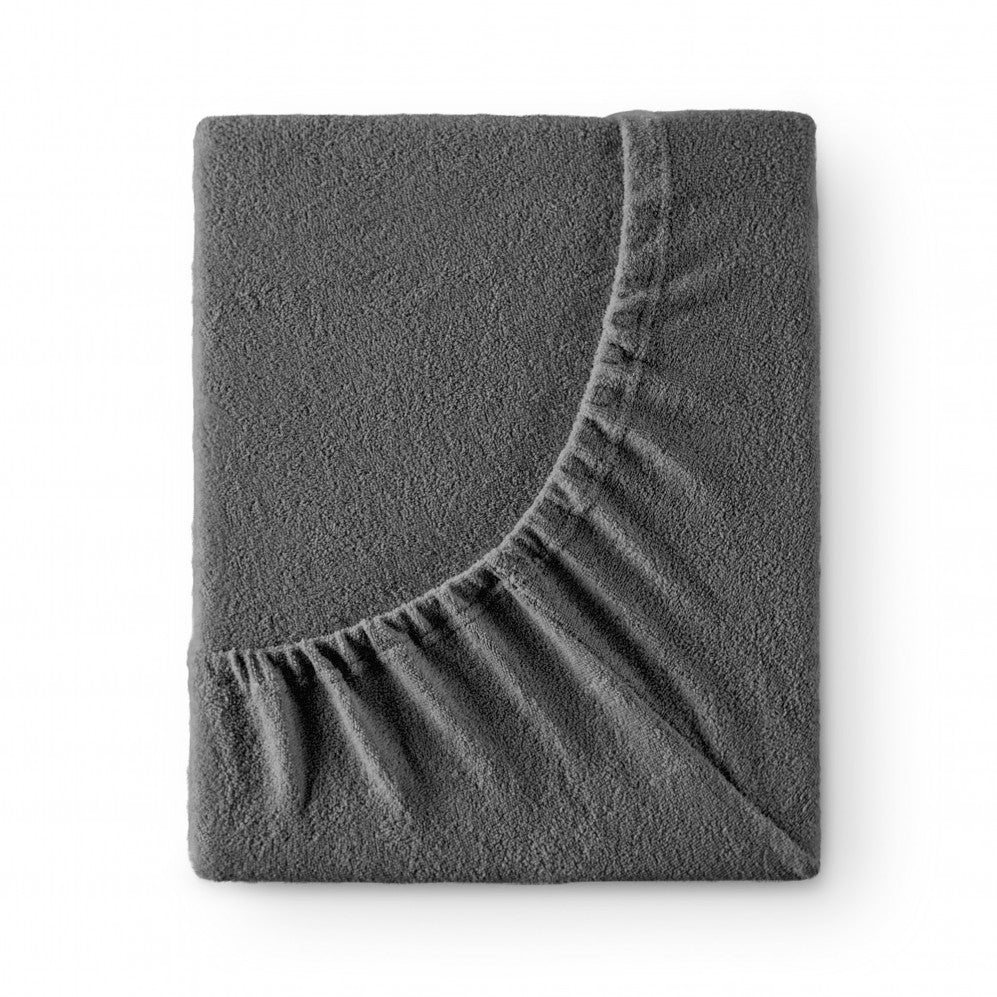 Cearșaf cu elastic TERRY Grafit Închis 140x200
