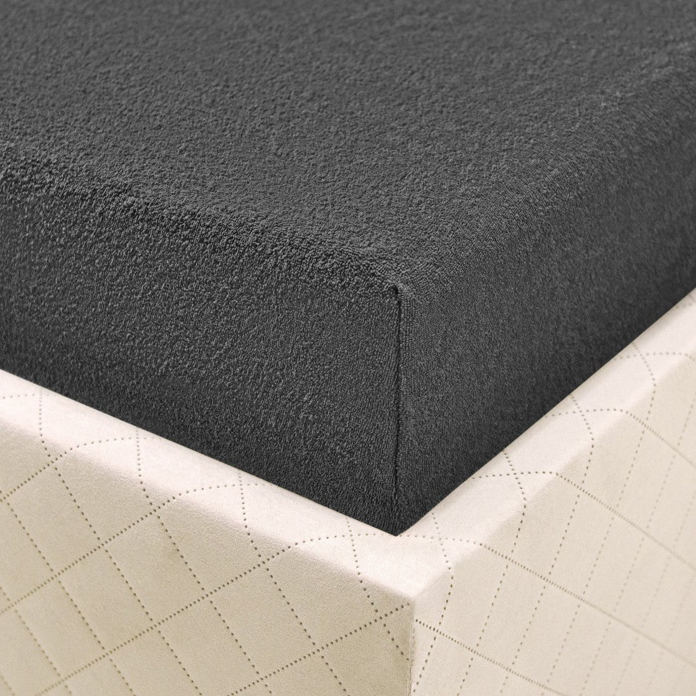 Cearșaf cu elastic TERRY Grafit Închis 140x200