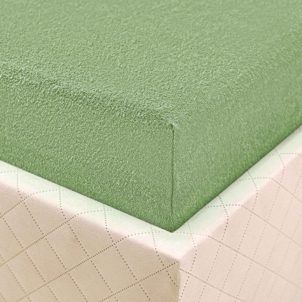 Cearșaf cu elastic TERRY Măsliniu 200x220 Cearsaf pat