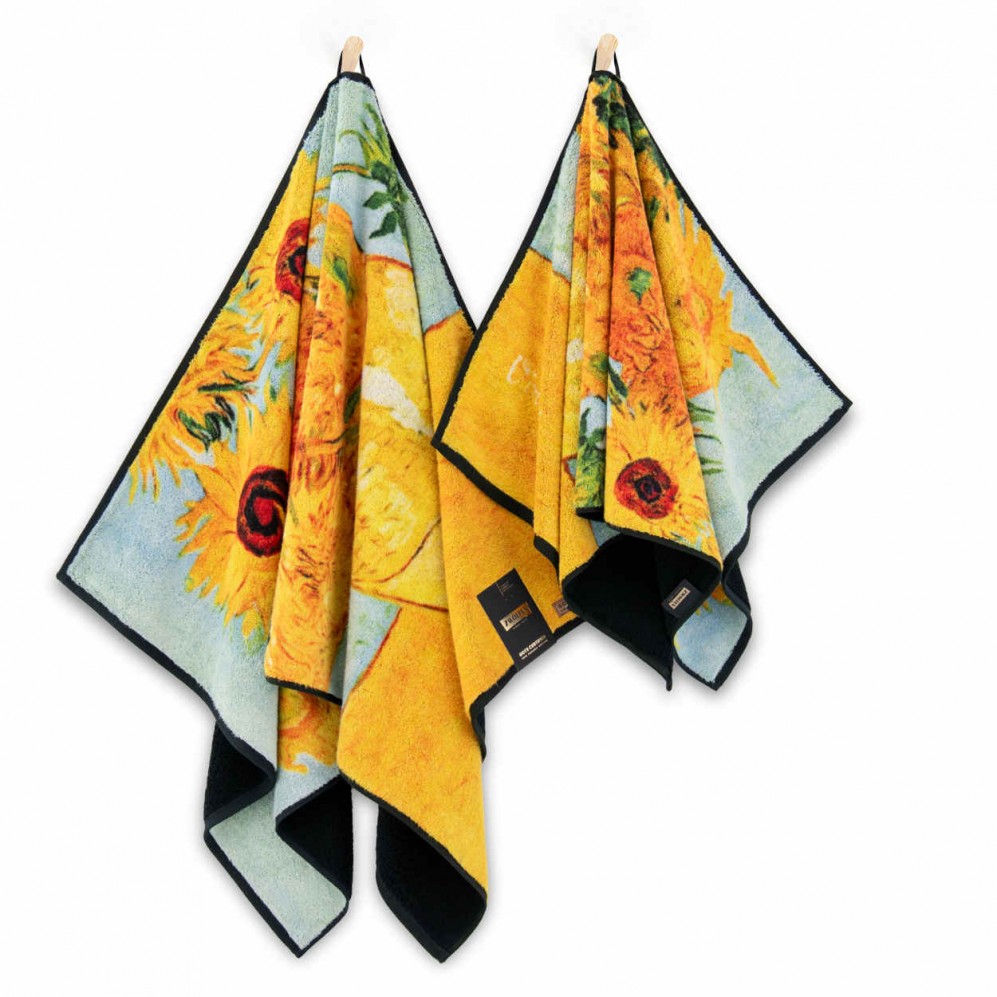 Prosop artistic, VINCENT SUNFLOWERS 70x140, Bumbac Organic, 600GSM Prosoape artistice