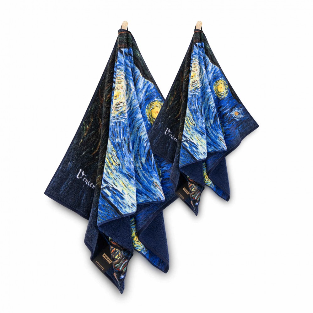 Prosop artistic, VINCENT THE STARRY NIGHT 50x100, Bumbac Organic, 600GSM Prosoape artistice