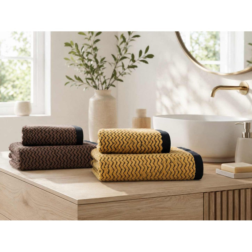 Prosop, LAHTI 2 negru/bej 70x140, Bumbac Organic, 550GSM Prosoape de baie