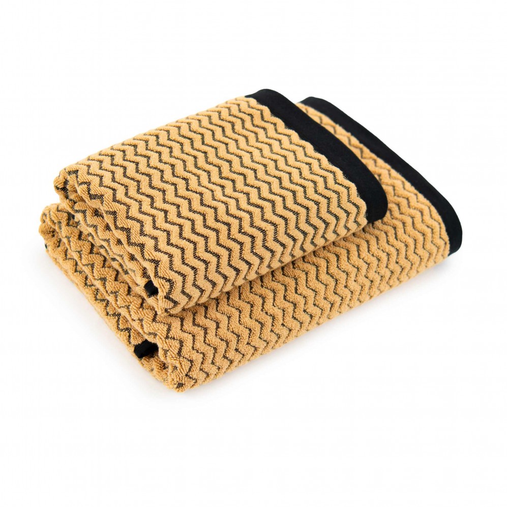 Prosop, LAHTI 2 negru/bej 70x140, Bumbac Organic, 550GSM Prosoape de baie