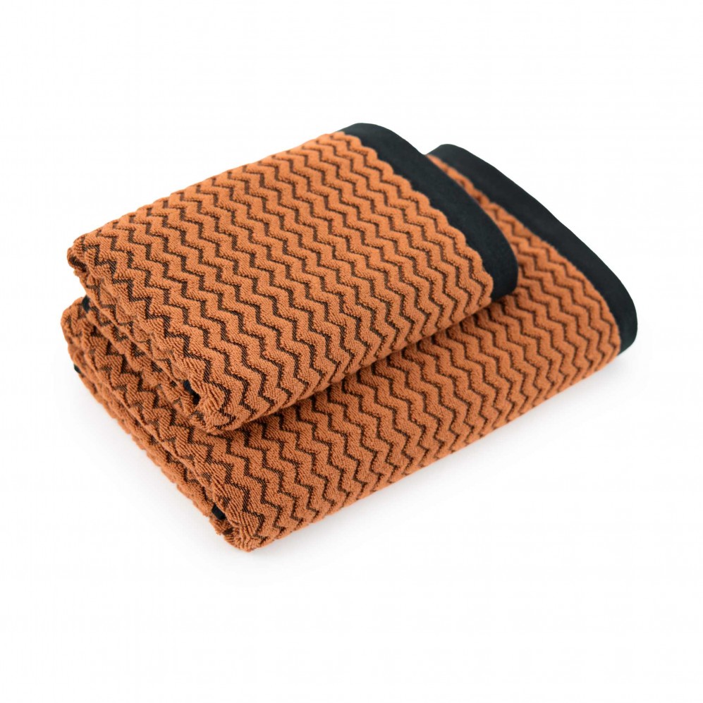 Prosop, LAHTI 2 negru/maro deschis 70x140, Bumbac Organic, 550GSM Prosoape de baie