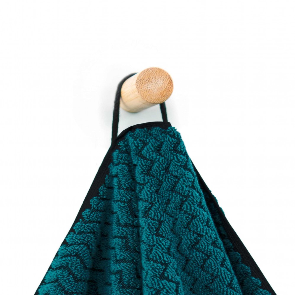 Prosop, LAHTI 2 negru/turcoaz 70x140, Bumbac Organic, 550GSM Prosoape de baie