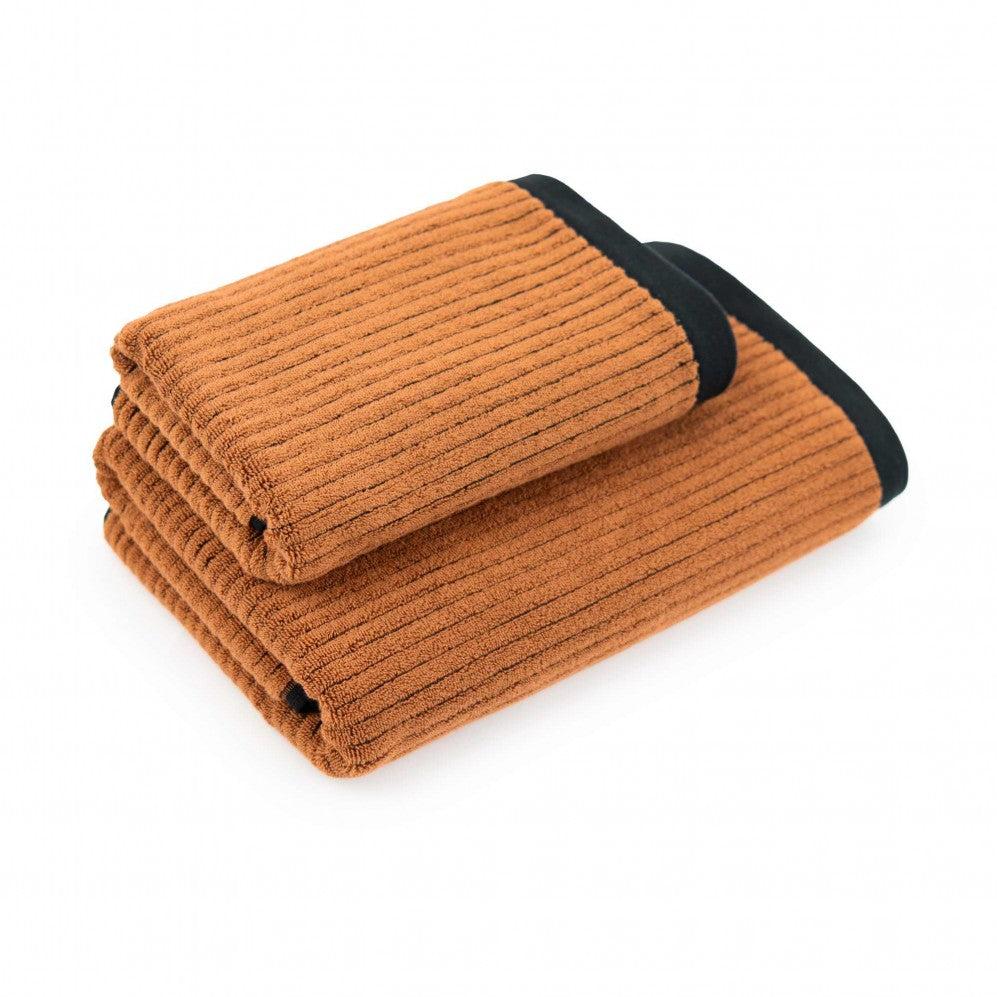 Prosop, MALMO 2 negru/maro 70x140, Bumbac Organic, 550GSM Prosoape de baie