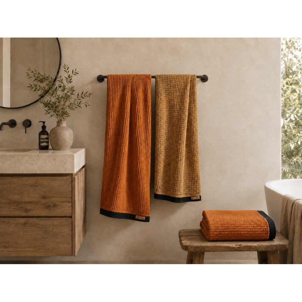 Prosop, OSLO 2 negru/bej 70x140, Bumbac Organic, 550GSM Prosoape de baie