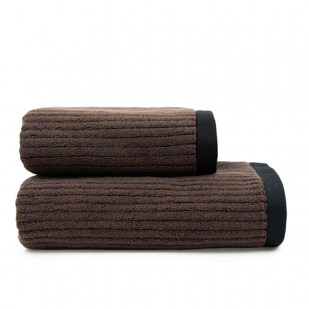 Prosop, MALMO 2 negru/maro închis 70x140, Bumbac Organic, 550GSM 70x140 Prosoape de baie