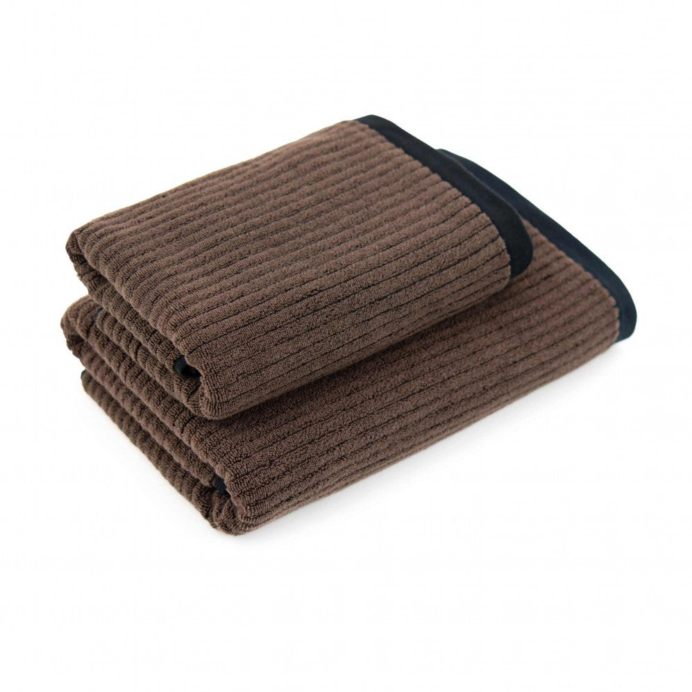 Prosop, MALMO 2 negru/maro închis 70x140, Bumbac Organic, 550GSM Prosoape de baie