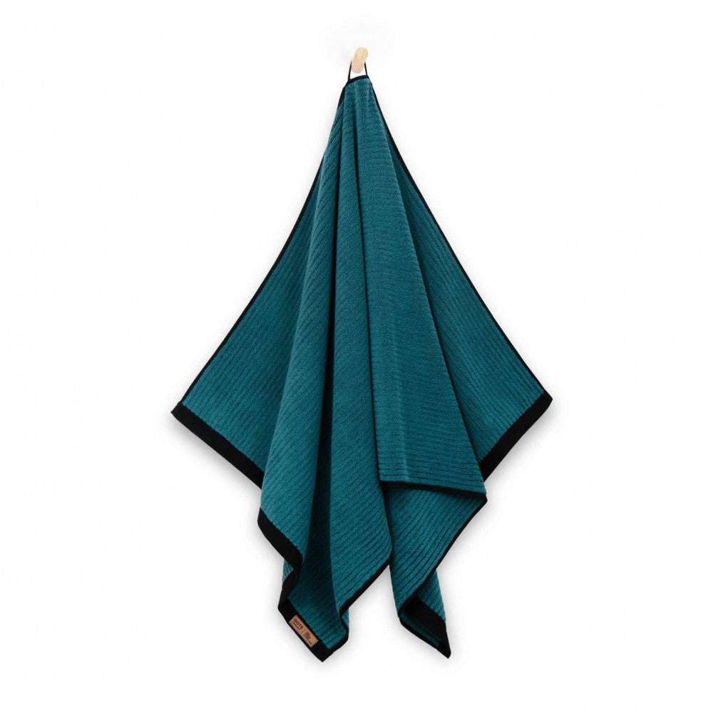 Prosop, MALMO 2 negru/turcoaz 70x140, Bumbac Organic, 550GSM Prosoape de baie