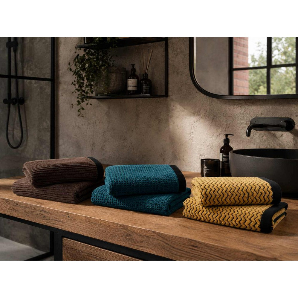 Prosop, OSLO 2 negru/turcoaz 50x100, Bumbac Organic, 550GSM Prosoape de baie