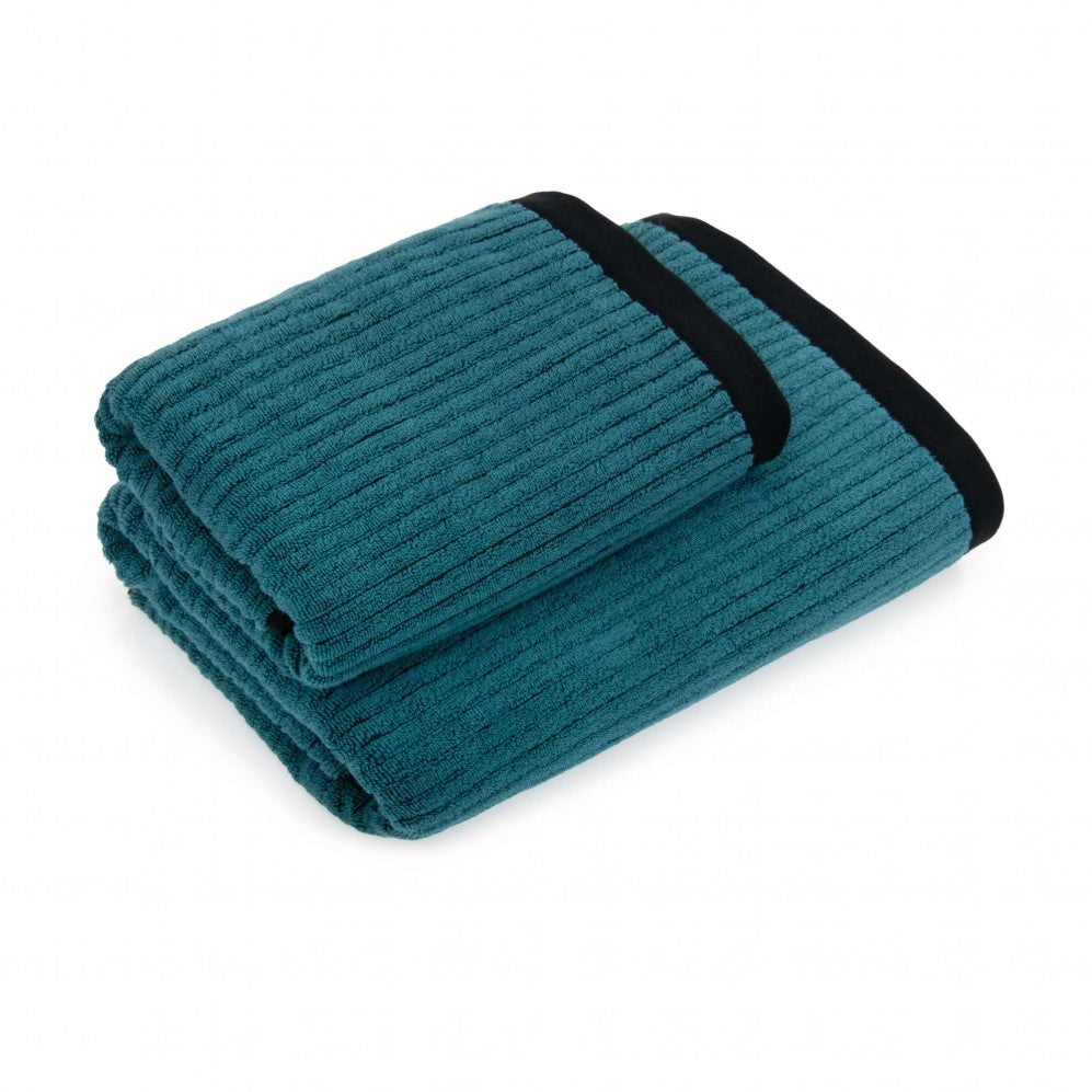 Prosop, MALMO 2 negru/turcoaz 70x140, Bumbac Organic, 550GSM Prosoape de baie