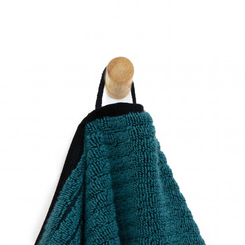Prosop, MALMO 2 negru/turcoaz 70x140, Bumbac Organic, 550GSM Prosoape de baie