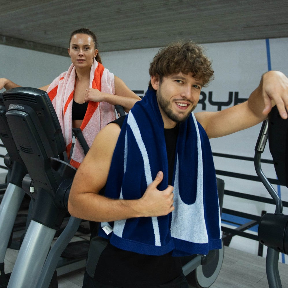 Prosop, Gym AB Albastru/Alb 70x140, Bumbac Egiptean, 430GSM Prosoape pentru sală