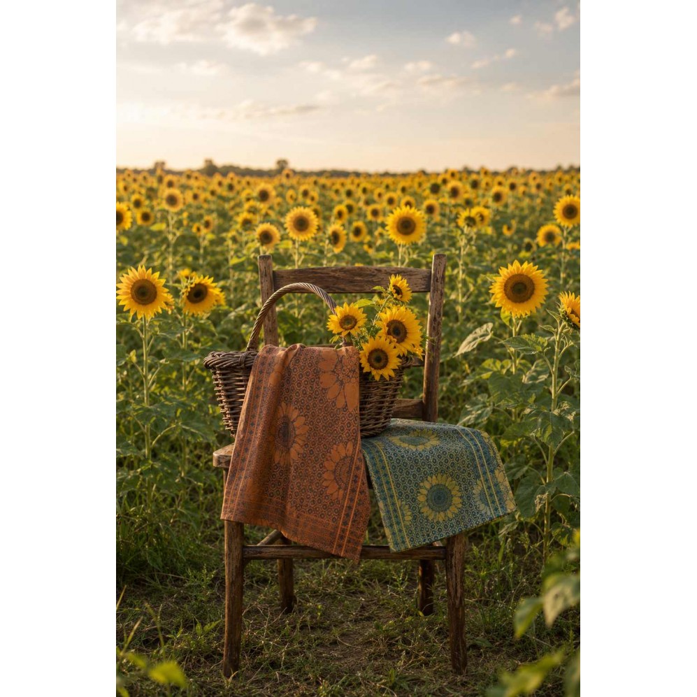 Prosop de bucătărie, Sunflowers portocaliu 50x70, 100% Bumbac Organic, 240GSM Prosoape de bucătărie